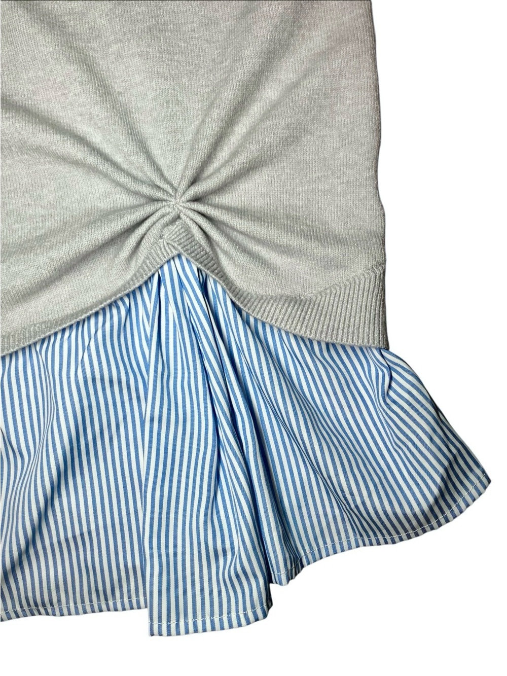 Nanette Lepore Long Sleeve Twist Knot Twofer Sweater in Grey/Blue/White Womens M - Picture 3 of 7